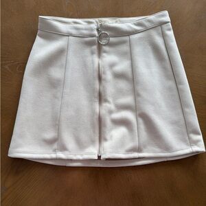 Altar'd State Cream Zip-Front Mini Skirt
